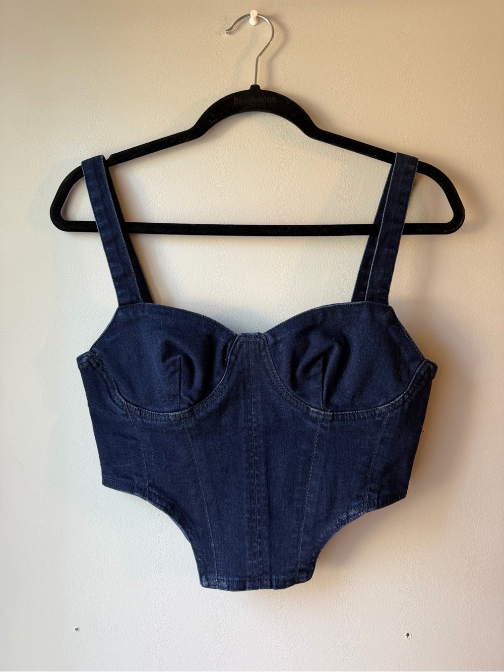 Women’s Bobbles & Lace Dark Blue Denim Corset Top - M